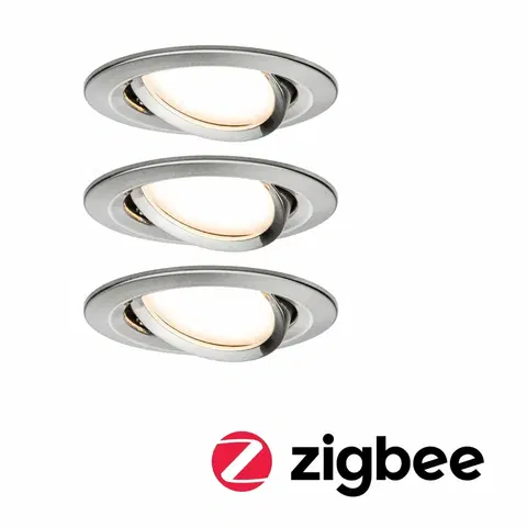 Chytré osvětlení PAULMANN SmartHome Zigbee vestavná svítidla sada LED Coin Nova Plus 3x6,5W stmívatelné kruhové kov kartáčovaný 929.59 P 92959