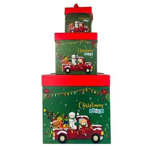 Vánoční dekorace Toro Sada vánočních dárkových krabic se stuhou Christmas Truck, 3 velikosti