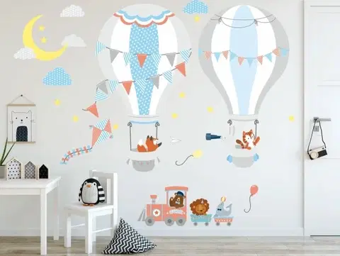 Zvířátka Roztomilá dětská nálepka na zeď létající balón