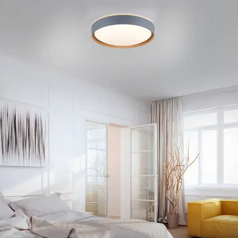 Inteligentní stropní svítidla Q-Smart-Home Paul Neuhaus Q-EMILIA LED stropní, šedá/dřevo