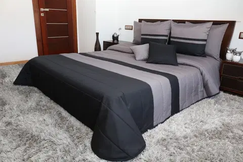 Luxusní přehozy na postel Prošívané šedě černé přikrývky na postel