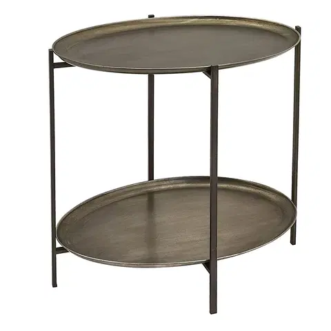 Konferenční stolky Kovový antik odkládací stolek s oválnými deskami - 65*45*61 cm Clayre & Eef 5Y1095