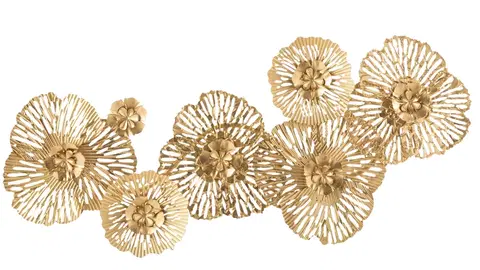 Obrazy Zlatá nástěnná kovová dekorace květy Callien - 76*5*36 cm J-Line by Jolipa 15516