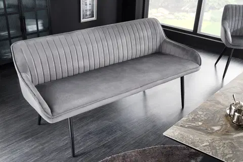 Stylové a luxusní lavice Estila Moderní lavice Vittel v šedém provedení z mikrovlákna s černými nožičkami 160cm