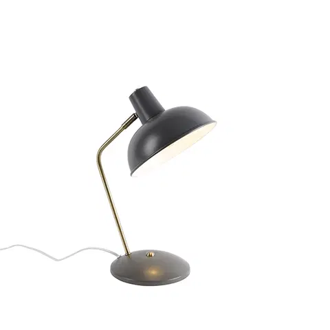 Stolni lampy Retro stolní lampa šedá s bronzem - Milou
