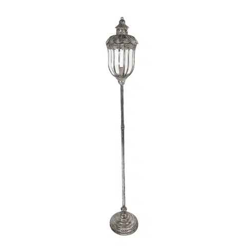 Lampy Stříbrná antik kovová stojací lampa Gildo - Ø 21*140 cm E14/Max 1*60W Clayre & Eef 5LMP662
