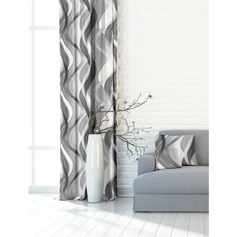 Závěsy Závěs dekorační nebo látka, OXY Vlny, šedé, 150 cm 150 cm