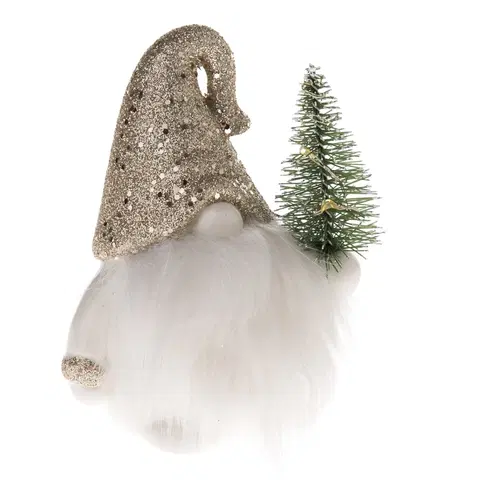 Vánoční dekorace Porcelánový trpaslík s LED světlem Gimli, 8,5 x 11 x 7 cm