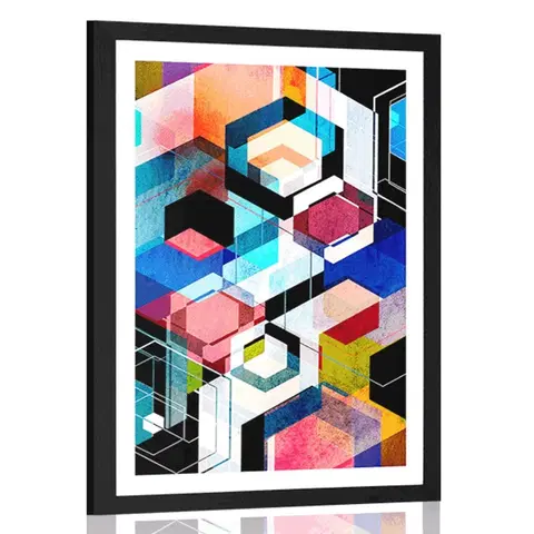 Abstraktní a vzorované Plakát s paspartou abstraktní geometrie