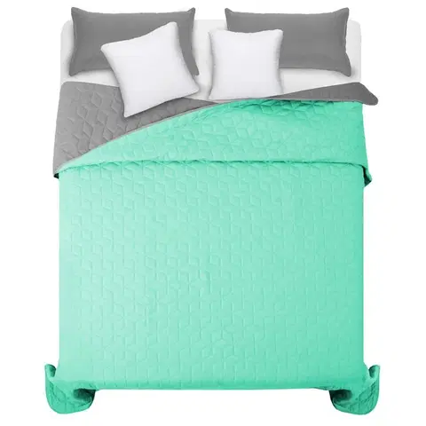 Jednobarevné přehozy na postel Světle zelený přehoz na manželskou postel s diamantovým vzorem 220 x 240 cm