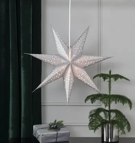 Vánoční světelná hvězda STAR TRADING Papírová hvězda Blinka bez osvětlení Ø60cm stříbro