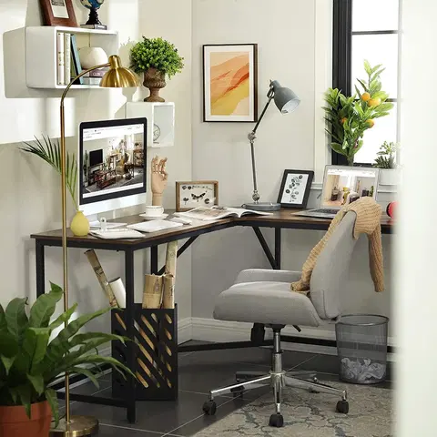 Kancelářské a psací stoly Rohový PC stůl industriální 149 x 75 x 149 cm