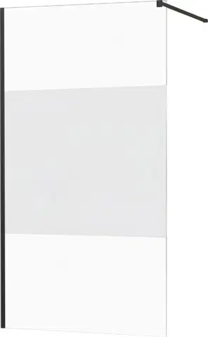 Sprchové zástěny MEXEN/S KIOTO Sprchová zástěna WALK-IN 080x200 cm 8 mm, černá, Transparent/matné sklo 800-080-101-70-35