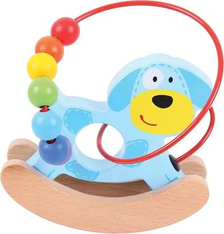 Dřevěné hračky Bigjigs Toys Motorický labyrint houpačka DOGGIE modrý