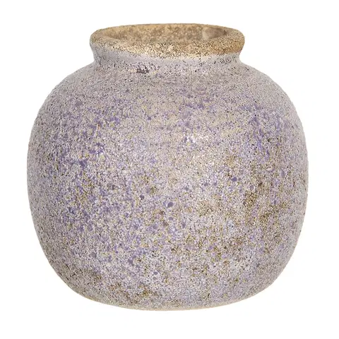 Dekorativní vázy Retro váza s nádechem fialové a odřeninami - Ø 8*8 cm  Clayre & Eef 6CE1218