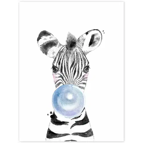 Obrazy do dětského pokoje Obraz na zeď - Zebra s modrou bublinou