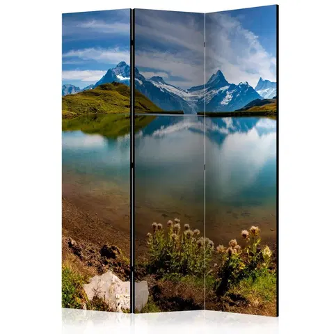 Paravány Paraván Lake with mountain reflection Switzerland Dekorhome 135x172 cm (3-dílný)