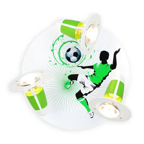 Stropní svítidla Elobra Stropní světlo Soccer, tři zdroje, zeleno-bílá