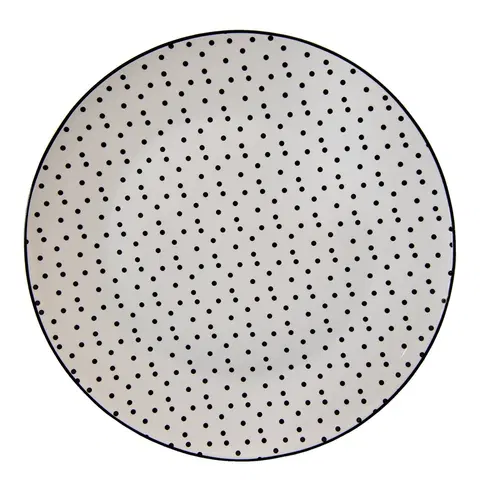 Talíře Porcelánový jídelní talíř s černými puntíky Black Dot - Ø  26*2 cm Clayre & Eef SDFP