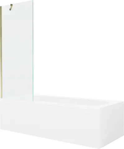 Vany MEXEN/S Vega obdélníková vana 150 x 70 cm s panelem + vanová zástěna 70 cm, transparent, zlatá 550115070X9507000050