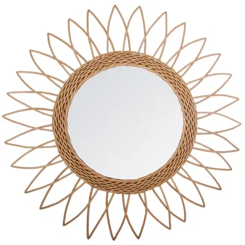 Zrcadla DekorStyle Proutěné zrcadlo Sun 50 cm hnědé
