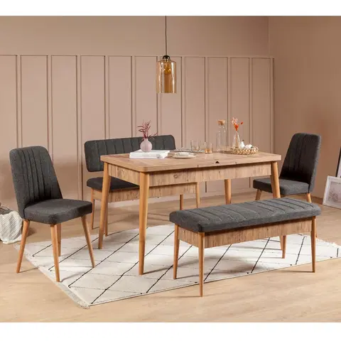 Jídelní sestavy Jídelní set stůl, židle VINA borovice atlantic, antracit
