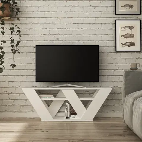 Televizní stolky Televizní stolek PIPRALLA bílý