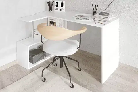Psací stoly Sofahouse Designový rohový psací stůl Rachelle bílý