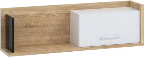 Regály a poličky ArtCross Police se skříňkou BOX-11 Barva: dub sonoma světlá / bílá / černá