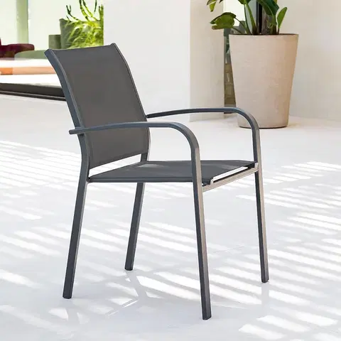 Zahradní židle a křesla DEOKORK Hliníkové křeslo s textílií LIVORNO (antracit)