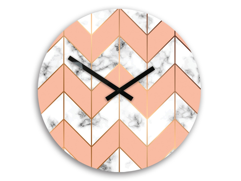 Hodiny ModernClock Nástěnné hodiny Mramor bílo-růžové