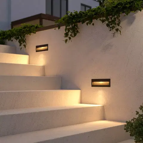 Venkovní zapuštěné osvětlení Lucande Lucande LED nástěnné svítidlo Loya, hranaté, tmavě šedé, venkovní