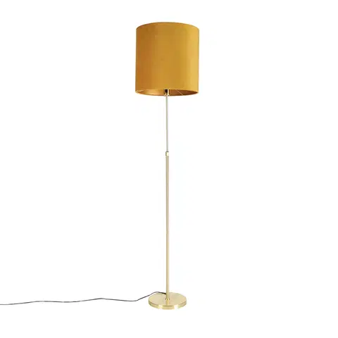 Stojaci lampy Stojací lampa zlatá / mosaz se sametovým odstínem žlutá 40/40 cm - Parte