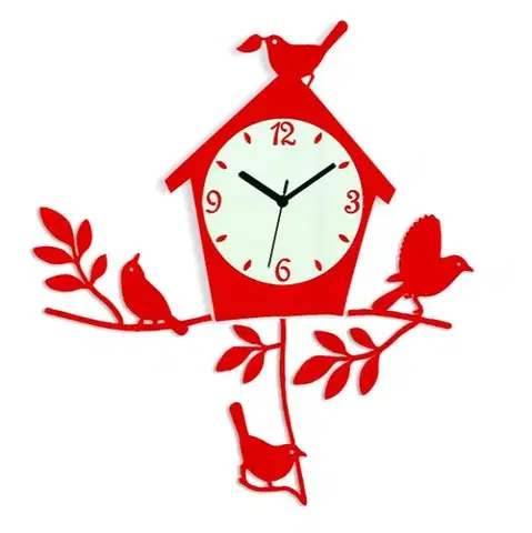 Nalepovací hodiny ModernClock Nástěnné hodiny Birds červené