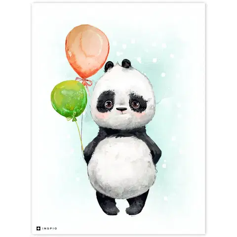Obrazy do dětského pokoje Obrázek na zeď Panda s barevnými balóny