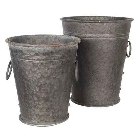 Květináče a truhlíky 2ks dekorační plechové kbelíky - Ø 37*42 / 32*35 cm Clayre & Eef 6Y3738