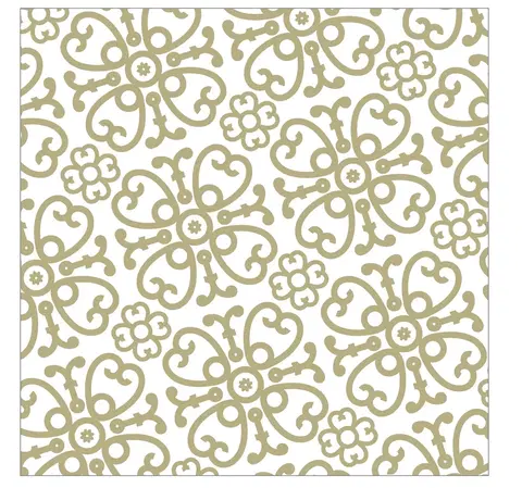 Ubrousky Bílo-zlaté papírové ubrousky Ornament - 33*33 cm (20ks) J-Line by Jolipa 5288