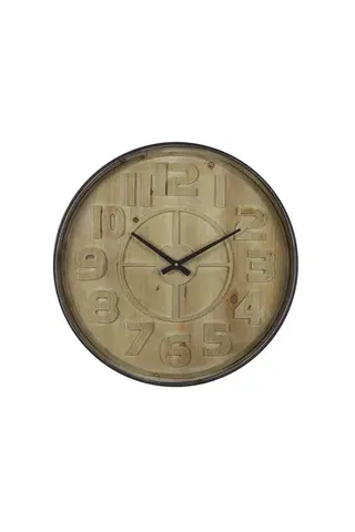 Hodiny Dřevěné nástěnné hodiny s kovovým rámem Logan - Ø 60*6cm Light & Living 7108964