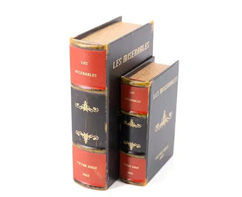 Různé luxusní dekorace a doplňky Estila Vintage set dekorativní kniha Bedaři s dekorativním eko koženým obalem tmavě modré barvy 27cm