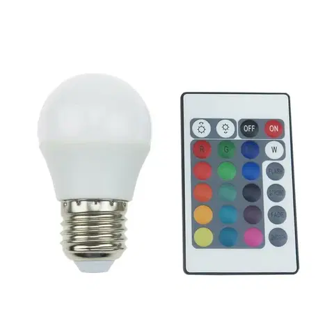 LED žárovky ACA Lighting LED SMD BALL E27 230V 4W IR RGB+3000K 120st. 300Lm Ra80 G45427RGBWN