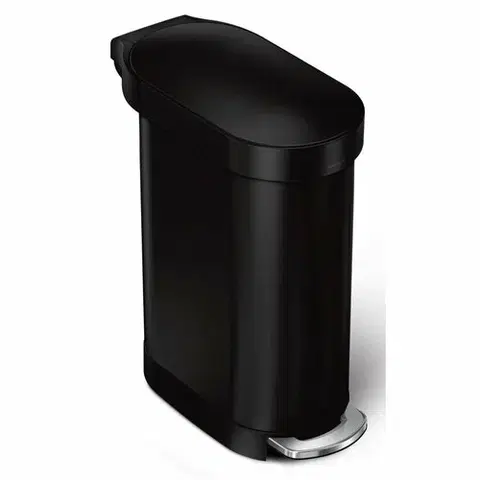 Odpadkové koše Simplehuman Oválný pedálový koš s nerezovým rámečkem Slim 45 l, černá