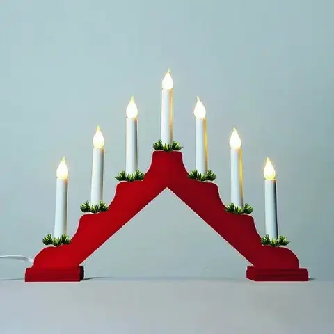 Vánoční dekorace Adventní svícen s taženou žárovkou LED Filament, červená