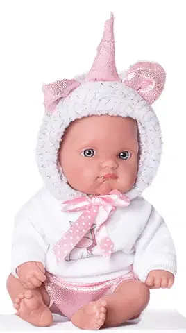 Hračky panenky ANTONIO JUAN - 85105-1 Jednorožec bílý - realistická panenka miminko s celovinylovým tělem