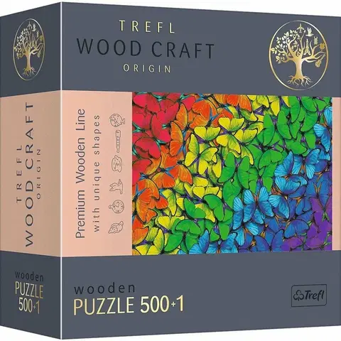 Hračky puzzle TREFL - Dřevěné puzzle 501 - Duhové motýly