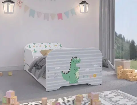 Dětské postele Pohádkově krásná dětská postel 140 x 70 cm s dráčkem