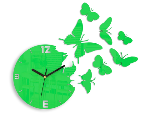 Nalepovací hodiny ModernClock 3D nalepovací hodiny Butterflies zelené