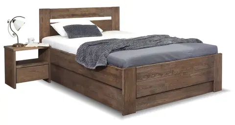 s úložným prostorem Zvýšená postel s úložným prostorem Trinity, 140x200, masiv dub