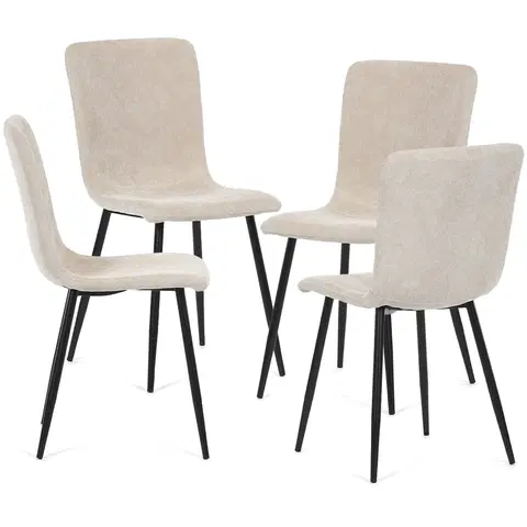 Bydlení a doplňky Sada jídelních polstrovaných židlí 4 ks, bílá, 42 x 88 x 52 cm