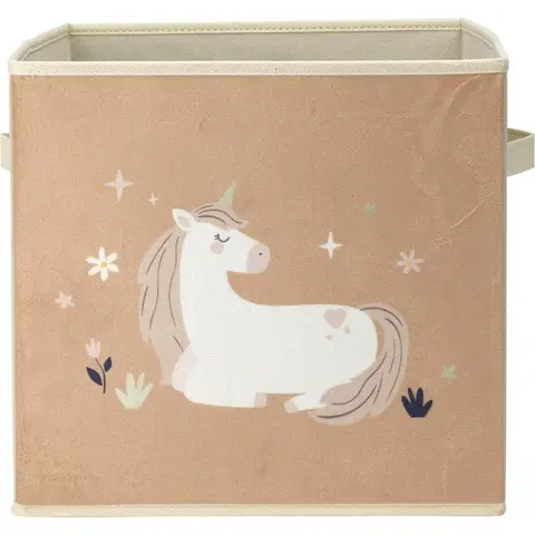 Úložné boxy Dětský textilní box Unicorn dream béžová, 32 x 32 x 30 cm