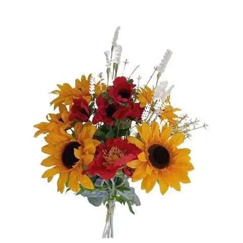 Květiny Umělá kytice slunečnic a vlčího máku, 80 x 19 cm